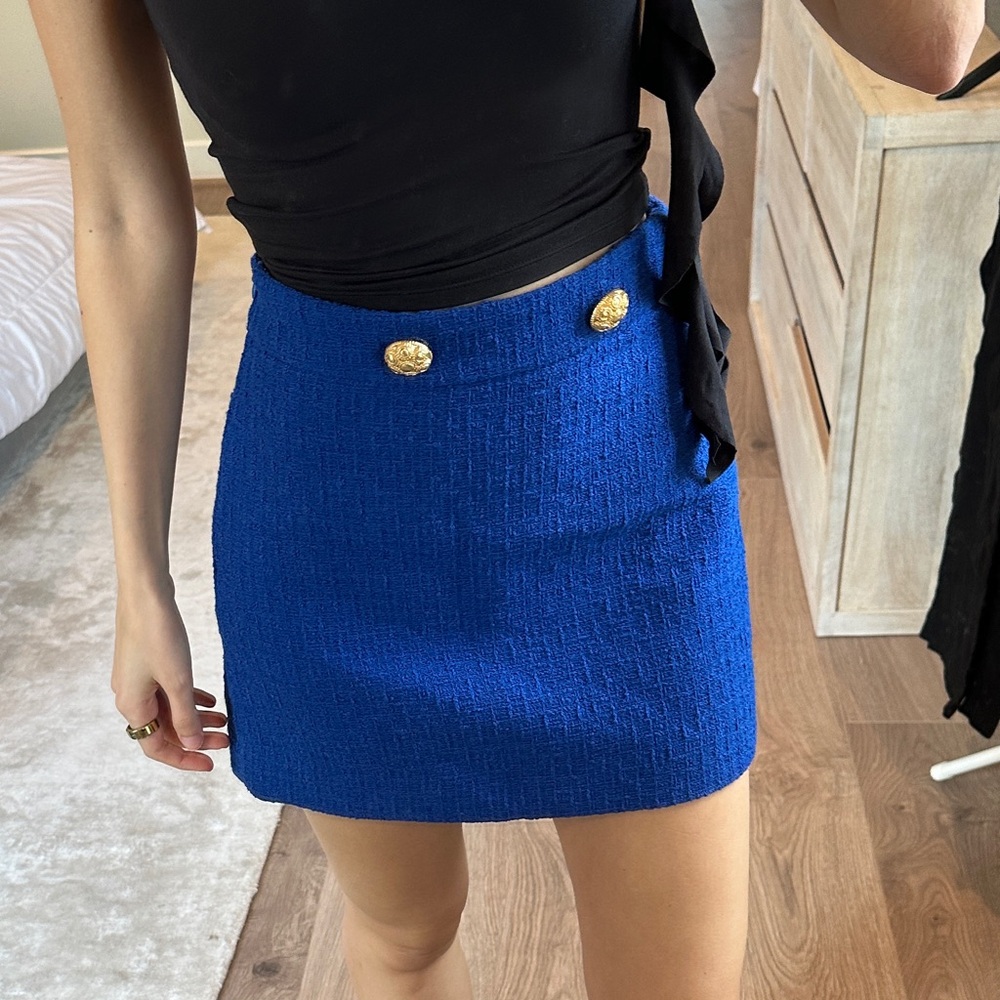 Zara blue tweed miniskirt